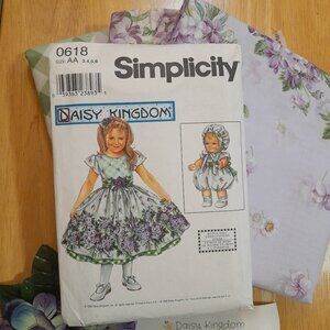 Simplicity Daisy Kingdom Pattern 0618 Size AA 3-6 and 4 Yards of Fabric Material